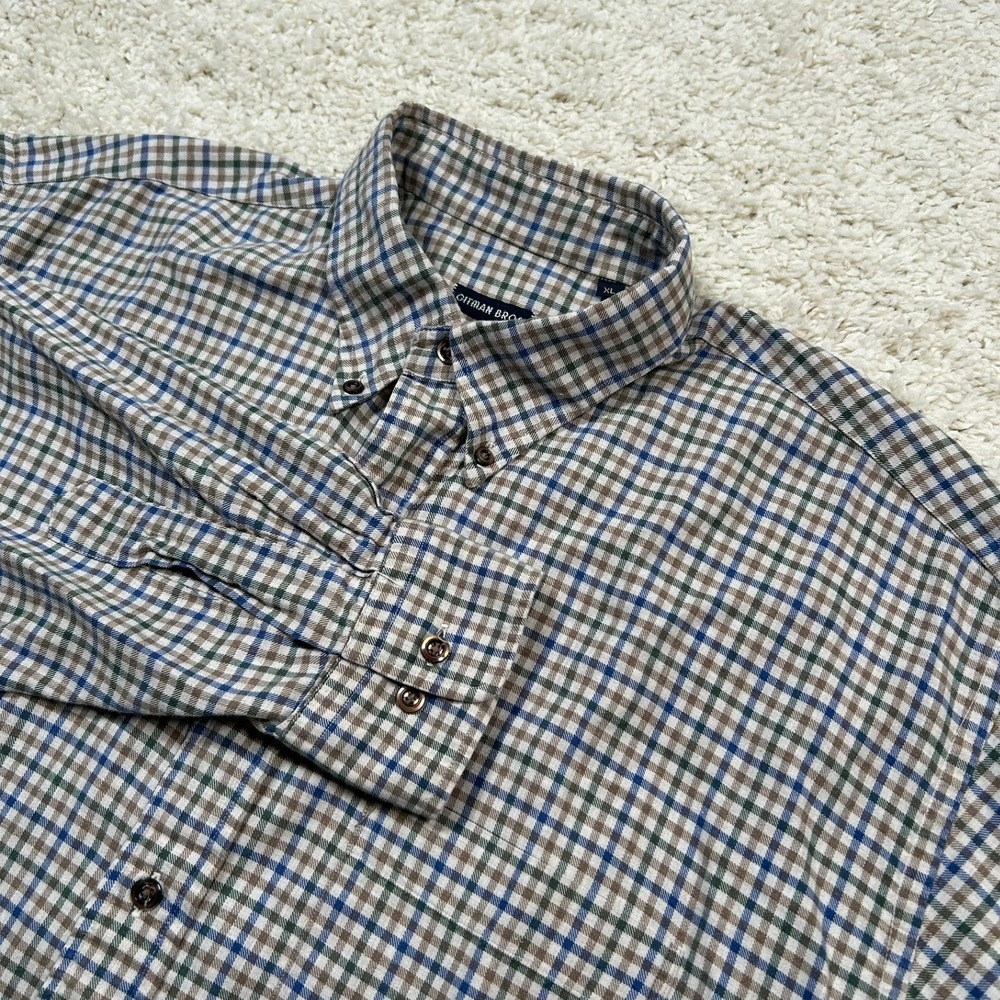 Gitman Bros Button Down Shirt XL Plaid Tattersall Check Cotton Made in USA